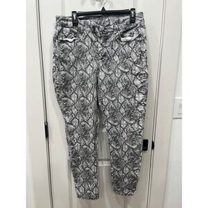 Women's Seven7  Snake Print Jeans Skinny Fit Gray White Denim Pants Size 14‎